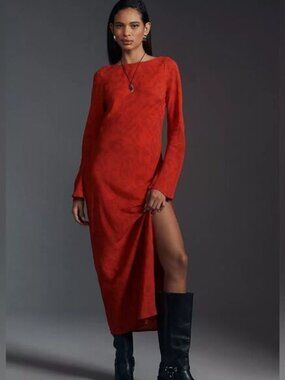 Anthropologie SOVERE Ember Long Sleeve Open Back Slim Maxi Dress NWT